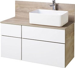 Акватон Мебель для ванной Мишель 100 дуб эндгрейн/белый – фотография-2